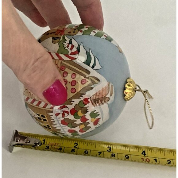 2003 Pier 1 Li Bien Gingerbread House Snowman Christmas Ornament Glass Holiday - Picture 3 of 8